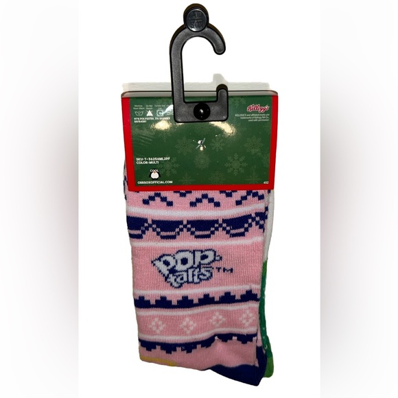 Pop Tarts Crew Socks 2 Pair Men 8-12 Green Blue Pink White w Logo NEW Christmas - Picture 2 of 10